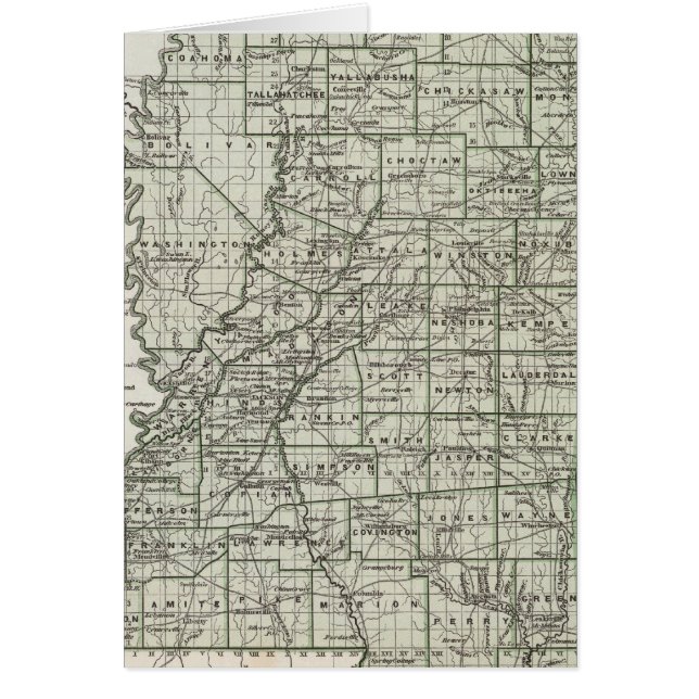 Mississippi Atlas Karta Hälsningskort (Framsidan)