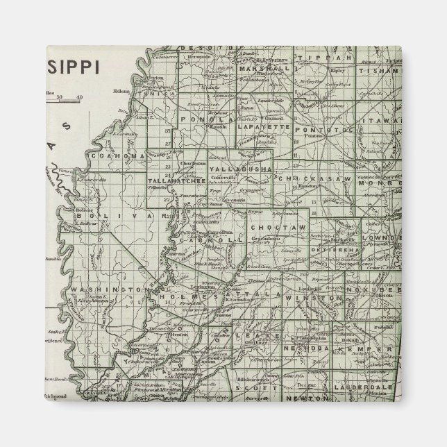 Mississippi Atlas Karta Magnet (Framsidan)