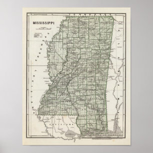 Mississippi Atlas Karta Poster