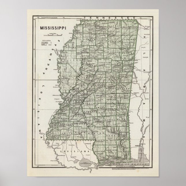 Mississippi Atlas Karta Poster (Framsidan)
