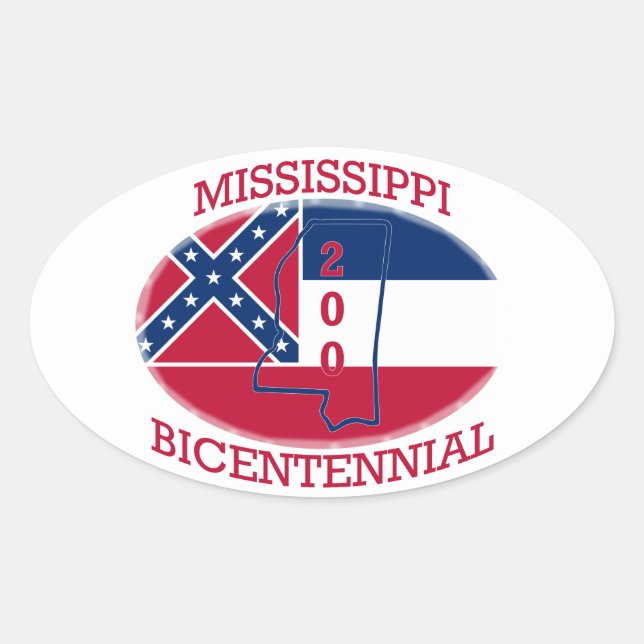 MISSISSIPPI BICENTENNIAL OVALT KLISTERMÄRKE (Framsida)
