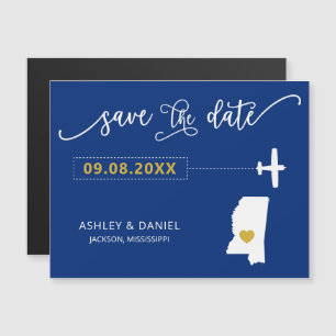 Mississippi Bröllop spara datum Card, Karta Magnetisk Inbjudningskort