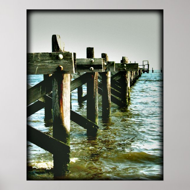 Mississippi Bukt Kusten Fishing Pier Photo Poster (Framsidan)