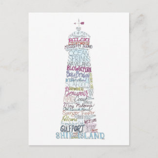 Mississippi Bukt Kusten Landmarks vykort