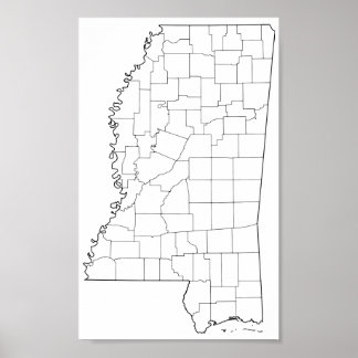 Mississippi Countyn Blank Disline Karta Poster