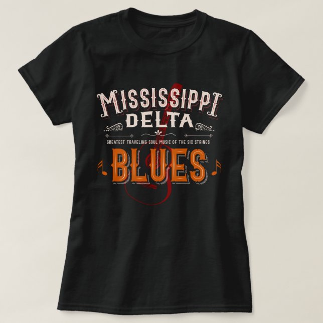 Mississippi Delta blues musik guitar T Shirt (Design framsida)