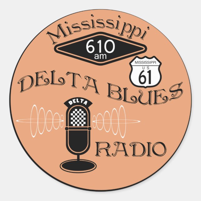 Mississippi Delta Blues Radio Runt Klistermärke (Framsida)