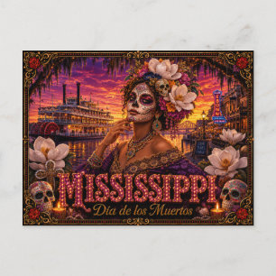 Mississippi Día de los Muertos Retro Vykort