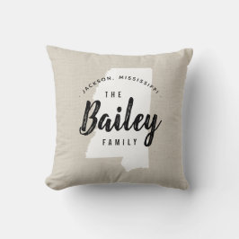 Mississippi Family Monogram State Dekorativ kudde