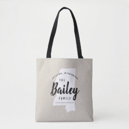 Mississippi Family Monogram State Tote Bag Tygkasse