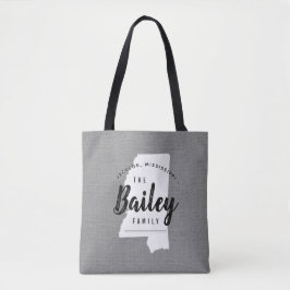 Mississippi Family Monogram State Tote Bag Tygkasse