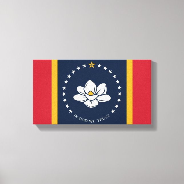 Mississippi Flagga - New Magnolia Flagga Canvastryck (Framsida)