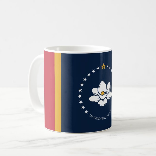 Mississippi Flagga - New Magnolia Flagga Kaffemugg (Framsida vänster)