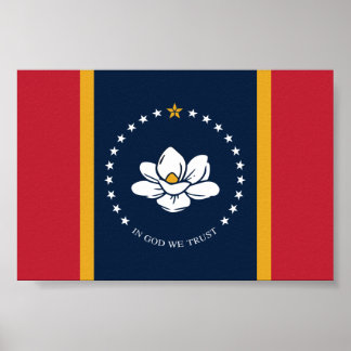 Mississippi Flagga - New Magnolia Flagga Poster