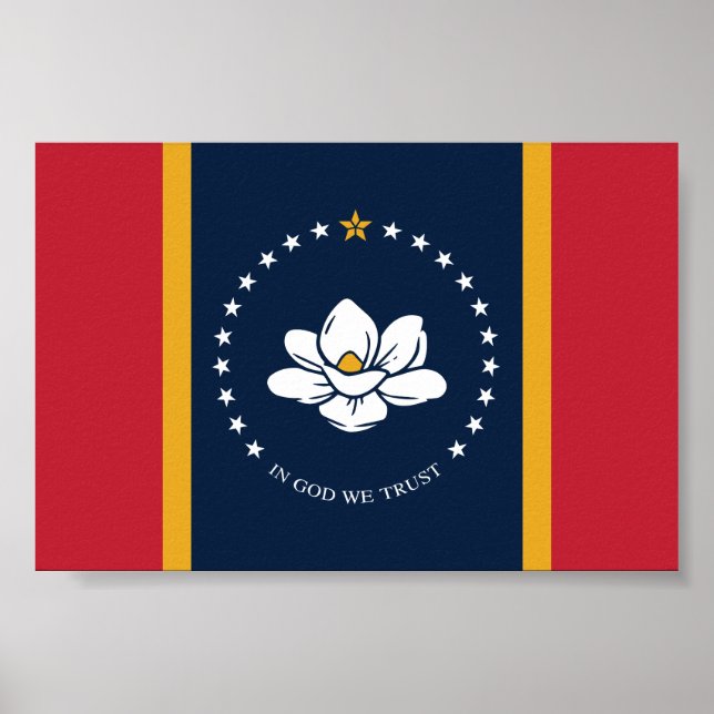 Mississippi Flagga - New Magnolia Flagga Poster (Framsidan)