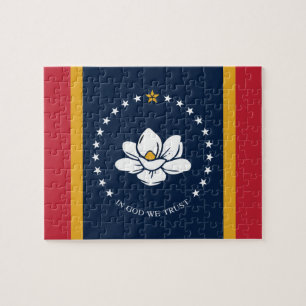 Mississippi Flagga - New Magnolia Flagga Pussel