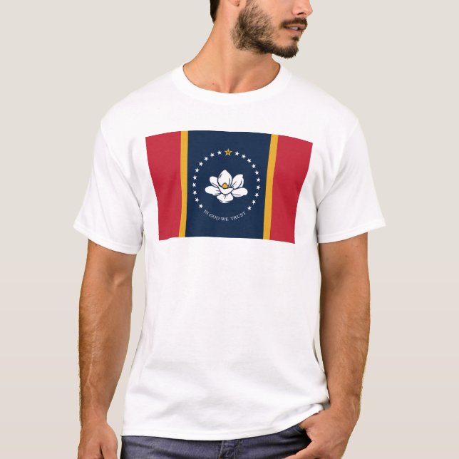 Mississippi Flagga - New Magnolia Flagga T Shirt (Framsida)