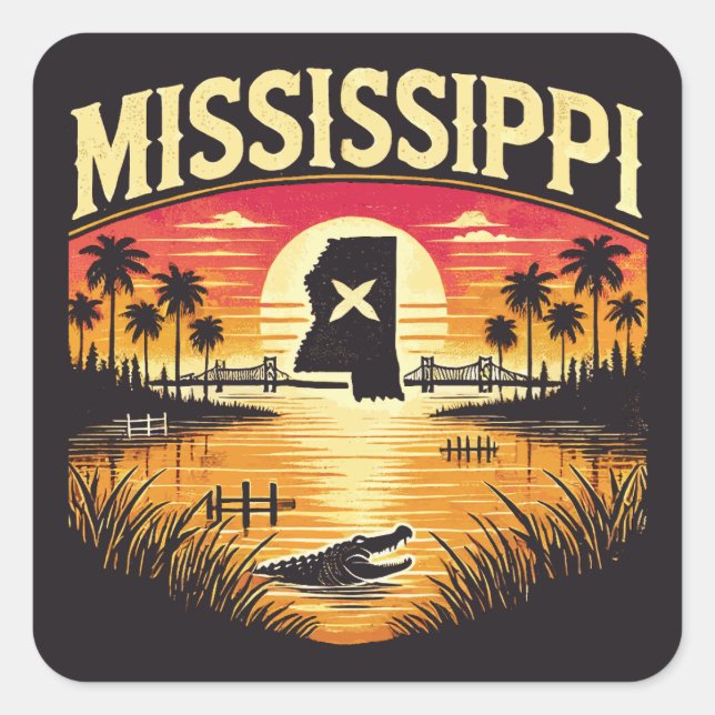 Mississippi Fyrkantigt Klistermärke (Framsida)