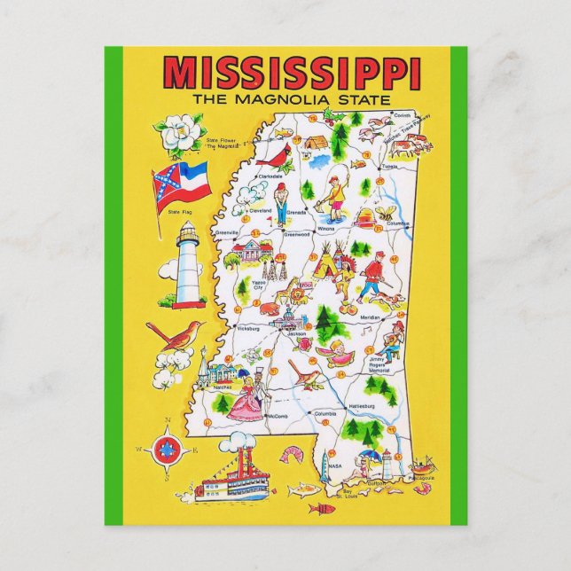 Mississippi gammal kartaffisch vykort (Framsida)