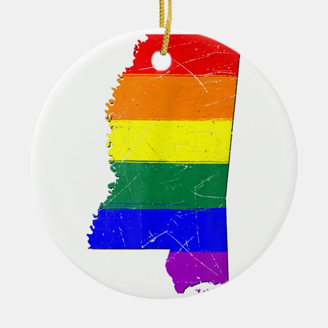 Mississippi Gay pride Flagga Julgransprydnad Keramik (Framsidan)