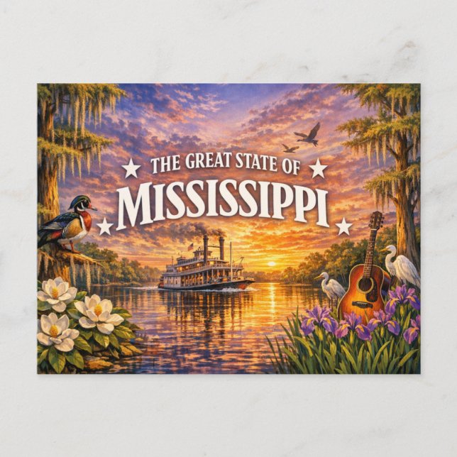 Mississippi Greetings Postcard  Vykort (Framsida)