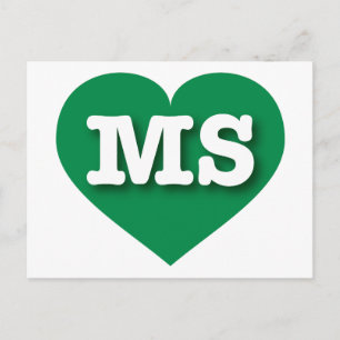 Mississippi Grönt Heart - I kärlek MS Vykort