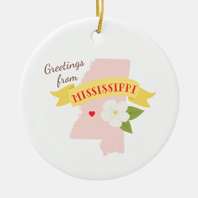 Mississippi Hälsning Julgransprydnad Keramik (Framsidan)