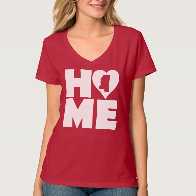 Mississippi Hem Heart State Tees T-Shirt (Framsida)