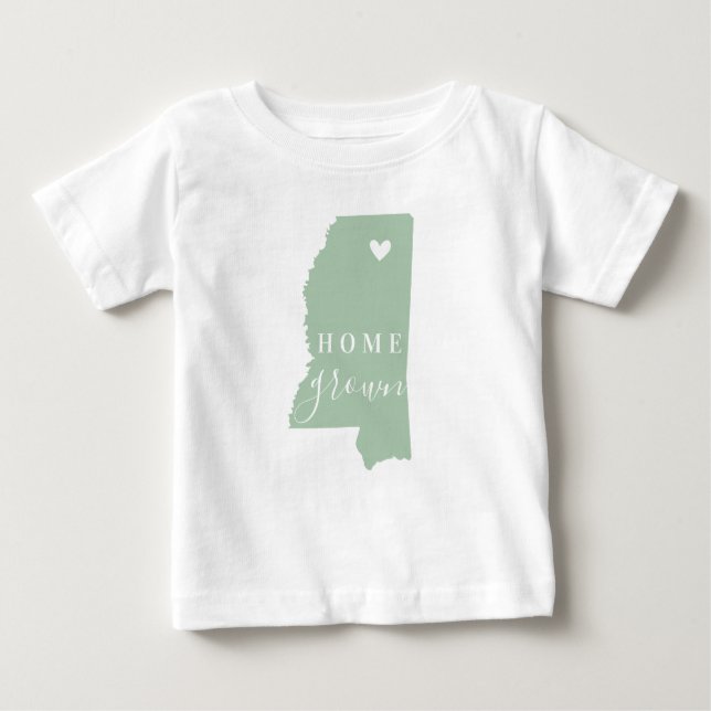 Mississippi Home Grown | Redigerbar Färg-stat Kart T Shirt (Framsida)