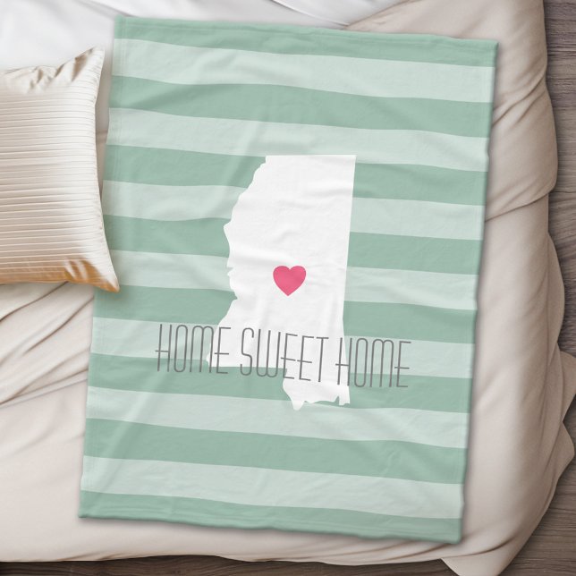 Mississippi Home State Kärlek med Anpassningsbar H Fleecefilt (State Personalized Fleece Blanket)