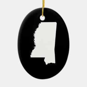 Mississippi i vitt och svart julgransprydnad keramik