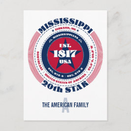 Mississippi, Jackson, MS, Patriotic, Monogram Vykort