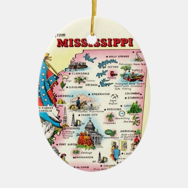 Mississippi Karta Julgransprydnad Keramik (Framsidan)