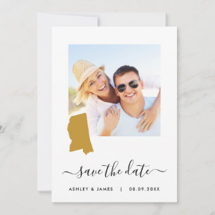 Mississippi Karta Photo Bröllop spara datum Card Datumet