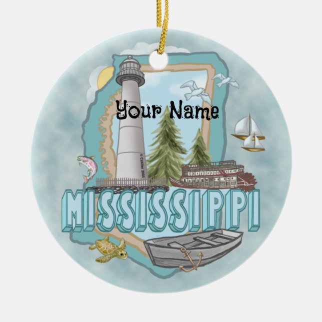 Mississippi Lighthouse-ornament Julgransprydnad Keramik (Framsidan)
