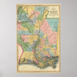 Mississippi, Louisiana, Arkansas Poster