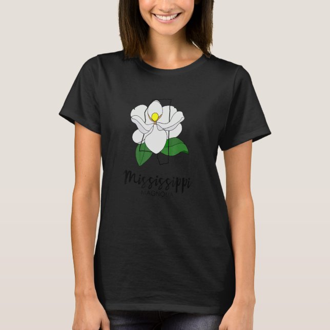 Mississippi Magnolia Flower T Shirt (Framsida)