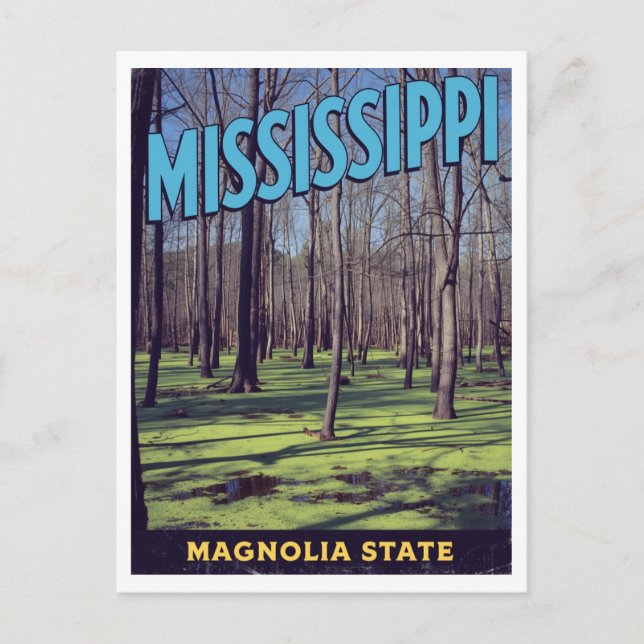 Mississippi Magnolia State Bayou Sumpmark Vykort (Framsida)