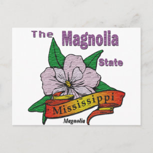 Mississippi Magnolia State Blomma Vykort