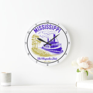 Mississippi Magnolia State Riverboat Stor Klocka