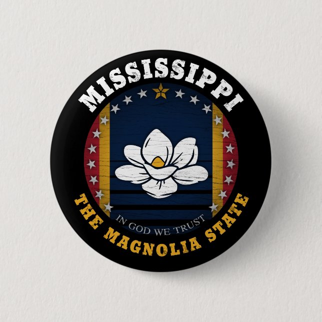 MISSISSIPPI MAGNOLIA STATLIG FLAGGA KNAPP (Framsida)