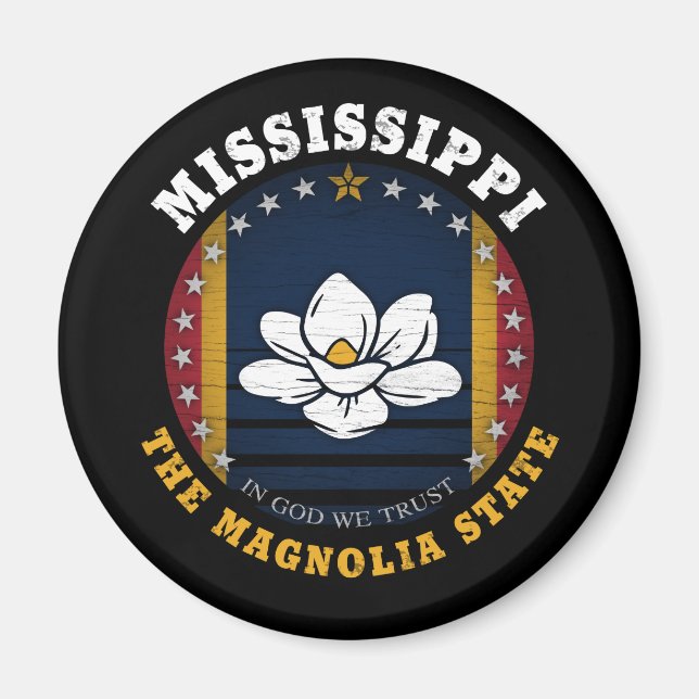 MISSISSIPPI MAGNOLIA STATLIG FLAGGA MAGNET (Framsidan)