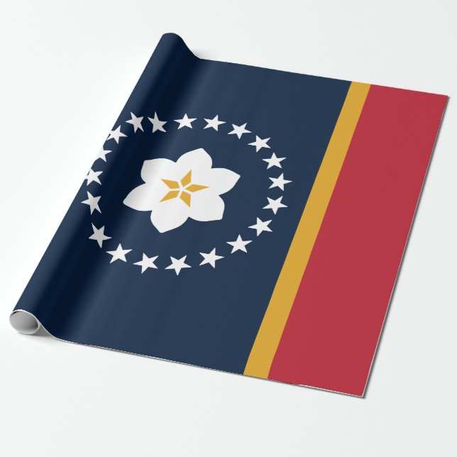 Mississippi: Magnolia US Statlig flagga Presentpapper (Utrullad)
