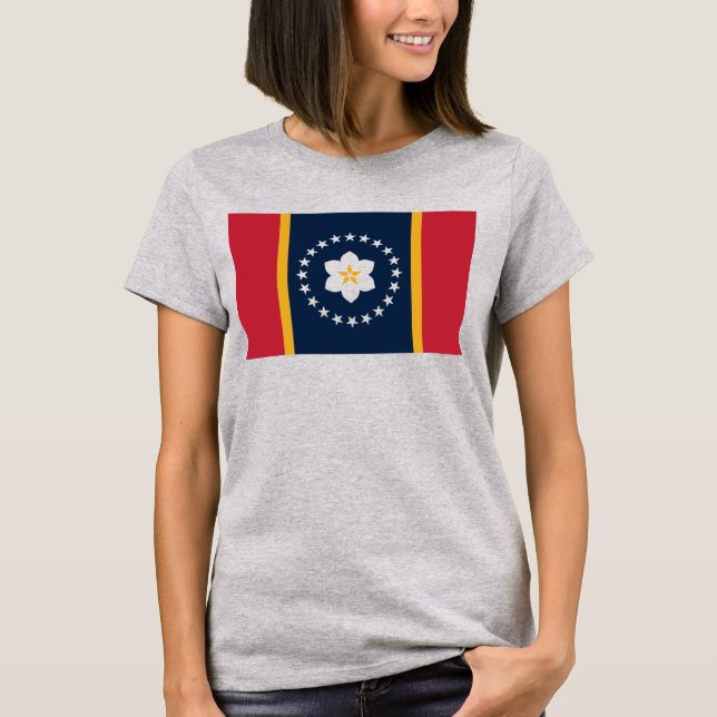 Mississippi: Magnolia US Statlig flagga T Shirt (Framsida)