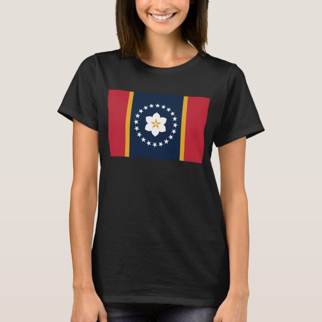 Mississippi: Magnolia US Statlig flagga T Shirt (Framsida)