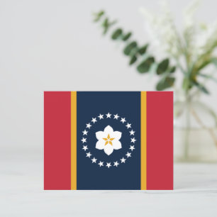 Mississippi: Magnolia US Statlig flagga Vykort