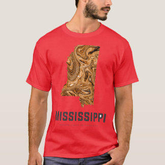 Mississippi Map Art Abstract in Brown T Shirt