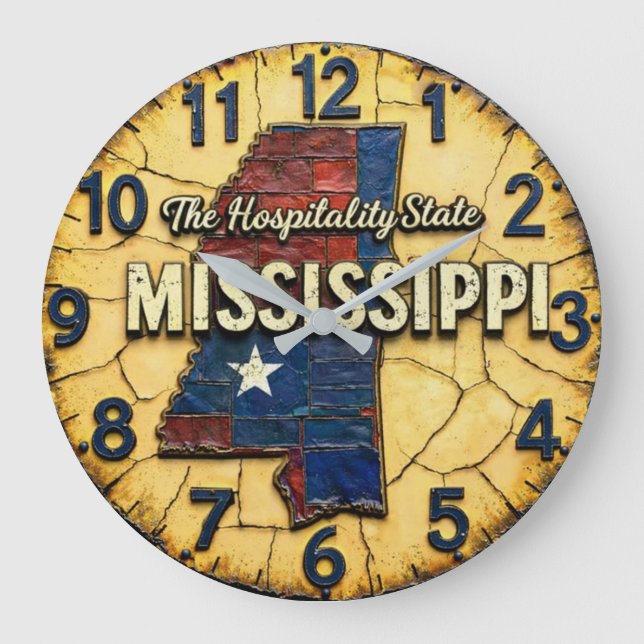 Mississippi map state The Hospitality Rustic  Stor Klocka (Framsida)