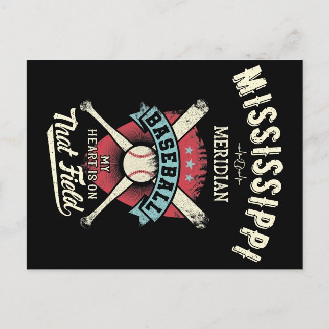 Mississippi Meridian Baseball Vykort (Framsida)