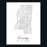 Mississippi Minimal Street Karta Poster<br><div class="desc">Mississippi Minimal Street Karta</div>